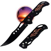 Canivete Luxo Automático Lamina Aço Inox Trava de Segurança e Abertura e Clip Premium 821LARANJA