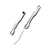 Canivete Mini Dobrável Em Liga De Titânio Com Lâmina Intercambiável, Utilitário E Afiado, Chaveiro