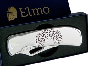 Canivete Monobloco Original Elmo Gravação Onçapintada com Clipe de Bolso Aço Inox 420hc