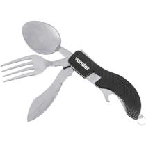 Canivete Multiuso Em Aço Inox Com Talheres 4 Em 1 Vonder