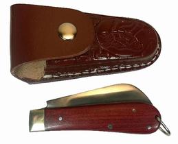 Canivete pequeno de madeira com bainha de couro - Mulandeiro