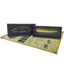 Canivete recartilhado latão escama de peixe lâmina com opção carbono ou inox Corneta - Gift box