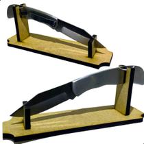 Canivete Resistente Em Inox Afiado Pesca Luxo + Suporte Mdf