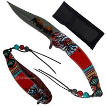 Canivete Semiautomático Compacto com Cordão Personalizável e Lâmina de Aço SLKD330