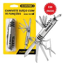 Canivete Suíço 15 Funções Inox Multifuncional Camping Pesca Tesoura, Abridor, Chave Phillips Canivete Suíço 15 Funções Inox Multifuncional Camping Pesca Tesoura, Abridor, Chave Phillips