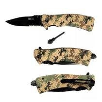 Canivete Tático Com Pederneira Ideal Acampar Trilha E Pesca Cor Camuflado