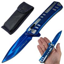 Canivete Tático Inox com Lâmina 9cm, Clip de Cinto e Capinha Resistente SLKD329