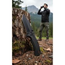 Canivete Tático Preto Aço Inox Trava Frame Lock EDC