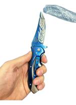 Canivete tatico semi automatico azul wave inox camping - jpxd-10 Canivete tatico semi automatico azul wave inox camping - jpxd-10
