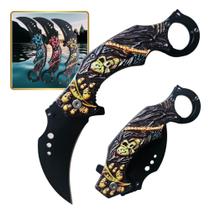 Canivete Tipo Faca Karambit Curvado Semi Automático Com Clip Alto Padrão Luxuoso SLKD322