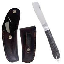 Canivete Tradicional Preto Lâmina Larga + Bainha Couro - Corneta - Corneta