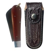 Canivete Trevo Extra Grande Aço Inox Com Bainha Couro Zebu Canivete Trevo Extra Grande Aço Inox Com Bainha Couro Zebu