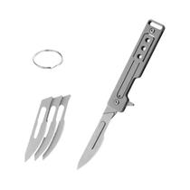 Canivete Utilitário Dobrável Em Aço Inoxidável Com Chaveiro, Lâmina Afiada Substituível Para Corte Canivete Utilitário Dobrável Em Aço Inoxidável Com Chaveiro, Lâmina Afiada Substituível Para Corte