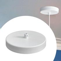 Canopla Pendente De Alumínio Preto e Branco Redonda Com Travessa E Niple Canopla Pendente De Alumínio Preto e Branco Redonda Com Travessa E Niple