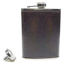 Cantil de Bebida Bolso Whisky Aço Inox Revestido - Marrom - 8oz + Mini Funil Cantil de Bebida Bolso Whisky Aço Inox Revestido - Marrom - 8oz + Mini Funil