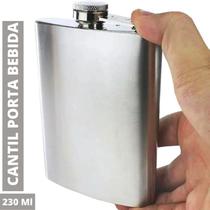 Cantil de Bolso Aço Inox 230ml Bebida Porta Whisky Garrafinha Garrafa Bar Frasco Whiskeira Vodka Rum Gin Tequila Batidas - Uny Gift