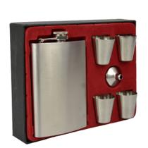 Cantil De Bolso Porta Bebida Whisky Aço Inox Funil 4 Copos CBRN20324 Cantil De Bolso Porta Bebida Whisky Aço Inox Funil 4 Copos CBRN20324