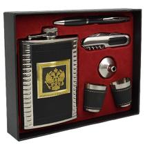 Cantil De Bolso Porta Bebida Whisky Brasão Caneta Funil Canivete 2 Copos CBRN20317 Cantil De Bolso Porta Bebida Whisky Brasão Caneta Funil Canivete 2 Copos CBRN20317