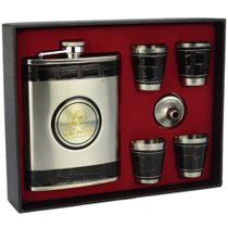 Cantil De Bolso Porta Bebida Whisky Copos Prata CBRN113746 Cantil De Bolso Porta Bebida Whisky Copos Prata CBRN113746