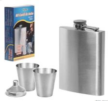 Cantil de inox 200ml + 2 copos de dose 30ml e funil - WESTERN