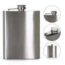 Cantil Inox Escovado 210 ML Porta Bebida De Bolso Whiskeira Whisky Rum