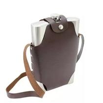 Cantil Porta Bebida Com Bolsa Inox Whisky Vodka Rum 500 Ml Cor Marrom Cantil Porta Bebida Com Bolsa Inox Whisky Vodka Rum 500 Ml Cor Marrom