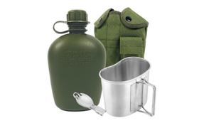 Cantimplora Militar BeGrit Estilo Ejército US G.I. WWII 1L con Vaso