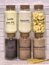 Cantinho do Café, 6 Potes 810ml Achocolatado, Açúcar, Biscoito, Café, Cappuccino e Leite em Pó