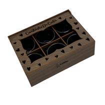 Cantinho do Café Caixa com 6 Xicaras em Acrilico Preto Chá Kit Conjunto Jogo