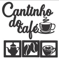 Cantinho Do Café Kit 4 Peças Decoração Geek Cozinha Mdf 3mm Preto