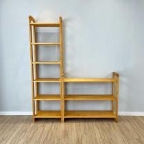 Cantinho Estante e Aparador de Madeira Pinus Linea Nozes Cantinho Estante e Aparador de Madeira Pinus Linea Nozes