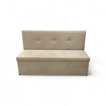 Canto Alemão 120x45 Botone Moderno Clean Suede ou material sintético para Local Pequeno Cor:Suede Preto