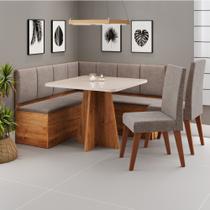 Canto Alemão com Baú Syrah com tampo de Vidro com 2 Cadeiras Milão Viero Canto Alemão com Baú Syrah com tampo de Vidro com 2 Cadeiras Milão Viero