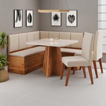 Canto Alemão com Baú Syrah com tampo de Vidro com 2 Cadeiras Milão Viero Canto Alemão com Baú Syrah com tampo de Vidro com 2 Cadeiras Milão Viero