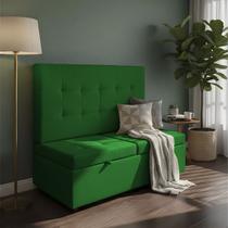 Canto Alemão Recamier Bau + Painel Madri 160cm Suede Verde - Inova Decor