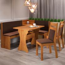 Canto Alemão Royale com 2 Cadeiras Mel/Veludo Bombom - Viero Móveis Canto Alemão Royale com 2 Cadeiras Mel/Veludo Bombom - Viero Móveis