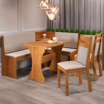 Canto Alemão Royale com 2 Cadeiras Mel/Veludo Marfim - Viero Móveis Canto Alemão Royale com 2 Cadeiras Mel/Veludo Marfim - Viero Móveis