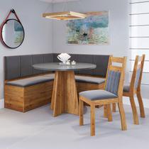 Canto Alemão Taylor Mel/Cinza Brilho/Veludo Grafite - Viero Móveis