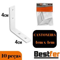 Cantoneira 4cmx4cm 10u Suporte metal p/ prateleira Bestfer Cantoneira 4cmx4cm 10u Suporte metal p/ prateleira Bestfer