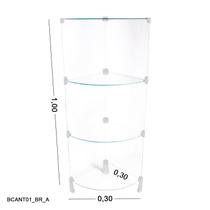 Cantoneira de Vidro - C/ Conectivo Branco - 0,30 x 1,00 x 0,30m