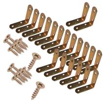 Cantoneira Metálica 4x4cm Kit com 50 Peças 4 Furos + Parafusos Reforço para Móveis