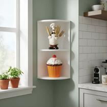 Cantoneira Nicho Prateleira de Canto Suspenso Multiuso Cozinha - Branco Laca