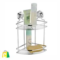 Cantoneira Organizadora Dupla Porta Shampoo Ventosa Cromada Cantoneira Organizadora Dupla Porta Shampoo Ventosa Cromada
