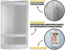 Cantoneira Plástica Dupla Para Banheiro Com Porta Shampoo Saboneteira Multiuso Astra
