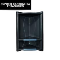 Cantoneira Porta Shampoo P/ Banheiro Preto Suporte Grande Fixação Parafuso 2 Prateleiras Sabonete