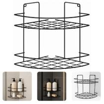 Cantoneira Prateleira Banheiro Shampoo Preto Dois Andares Metal De Parede Canto