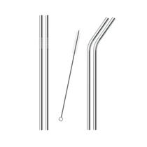 Canudo Aço Inox Reutilizavel Limpador Eco Kit com 4 Curvo e Reto