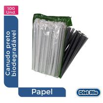 Canudo biodegradável de Papel Preto - (Pacote 100 unidades)