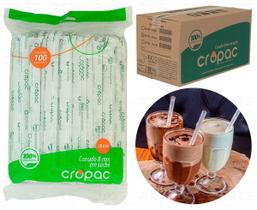 Canudo Biodegradavel Grosso Para Milkshake 8mm Caixa 1200 Un - CROPAC