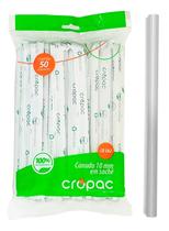 Canudo Biodegradavel Milk Shake 10mm Açai Vitamina 50 Un Cor Translúcido